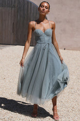 Rare Beauty Tulle Backless Midi Dress